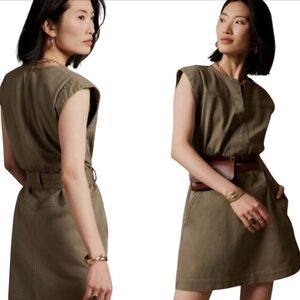 Banana Republic Belted Mini Dress Split Neck